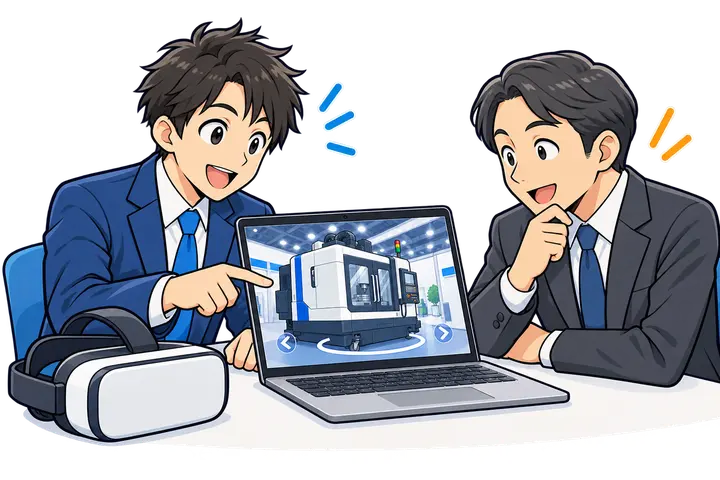 展示会後もVRコンテンツを商談に活用するイメージ